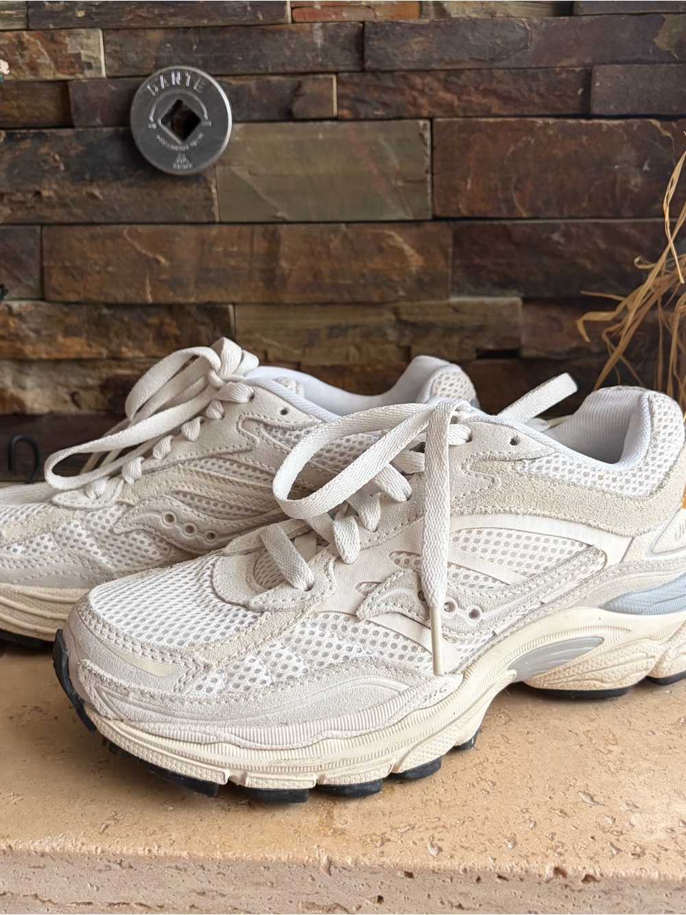 Saucony Women's Cream Mesh & Tan Suede Sneakers